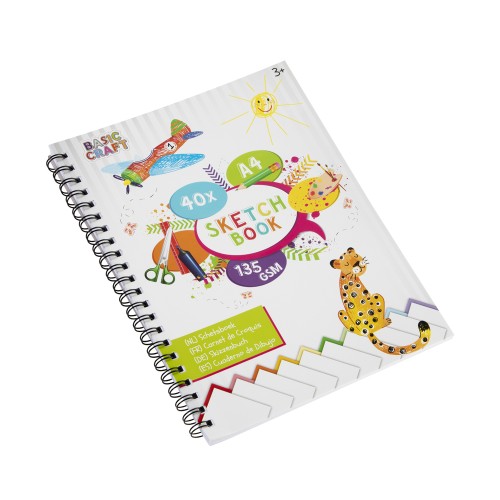 Caiet de desen cu spira Creative Craft, A4 Basic Craft Sketchbook 135g