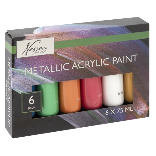 Set culori metalice acrilice Creative Craft, 6 culori, 75 ml