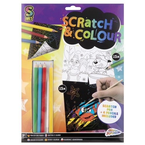 Set creativ de razuit si colorat Creative Craft, 15 file, A4, 4 creioane colorat