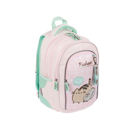 Ghiozdan Majewski Pusheen Roz, BP58, 4 compartimente, 40x28x18 cm, capacitate 22L