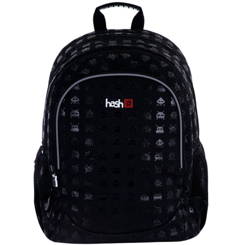 Ghiozdan Astra Hash AB350, 3 compartimente, 39x28x15 cm, negru