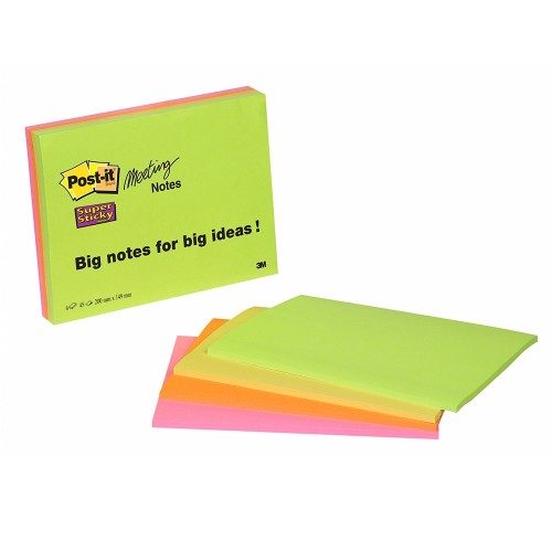 Notite adezive Post-it Super Sticky, 203x153 mm, 45 file/bucata, 4 bucati/um