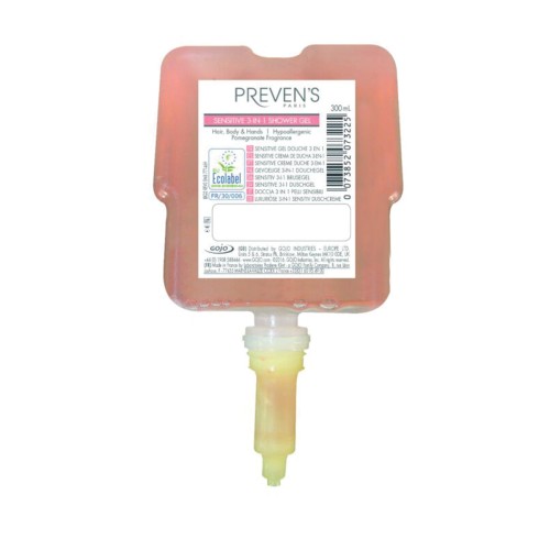 Rezerva lotiune de dus PREVENS PARIS Curve, 3 in 1 Sensitive-rodie 300 ml