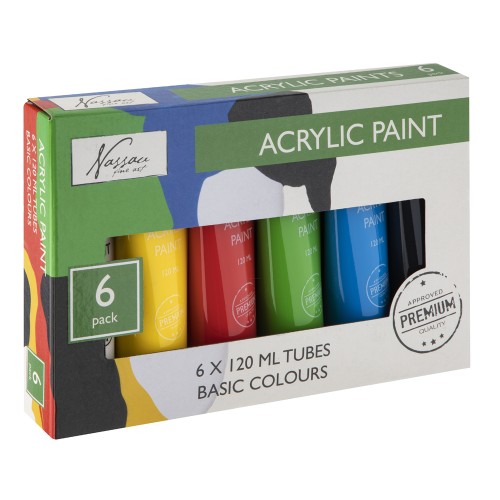 Set 6 culori acrilice Creative Craft, Basic, 120 ml