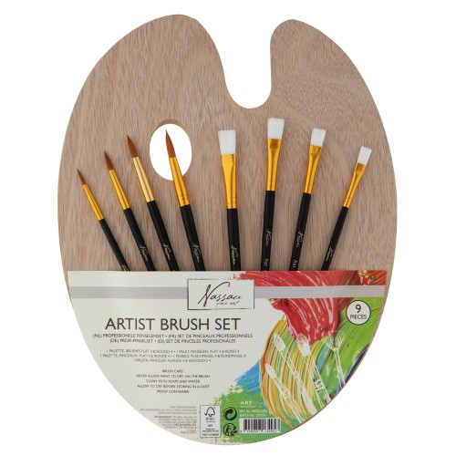 Set 8 pensule Creative Craft, cu paleta din lemn