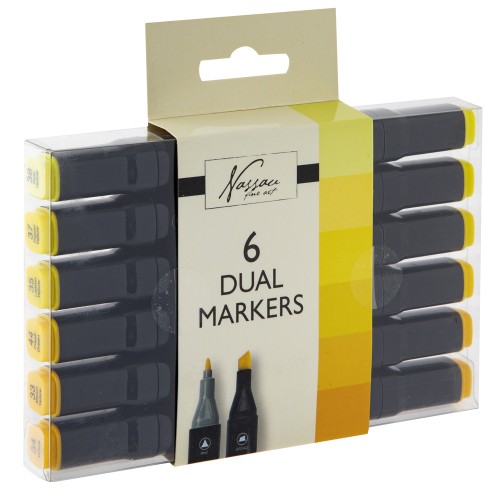 Set 6 markere Creative Craft, 2 varfuri, galben