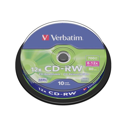 CD-RW Verbatim, 12x, 700 MB, 10 bucati/spindle