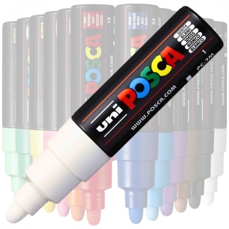 Marker UNI Posca PC-7M, varf rotund, 4.5-5.5mm, alb