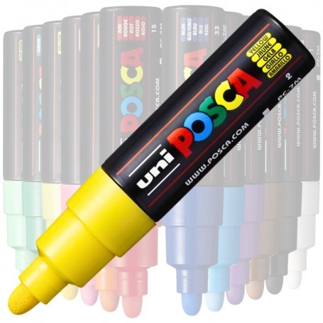 Marker UNI Posca PC-7M, varf rotund, 4.5-5.5mm, galben