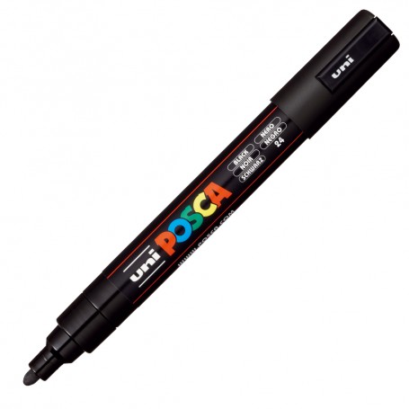 Marker UNI Posca PC-5M, varf rotund, 1.8-2.5mm, negru