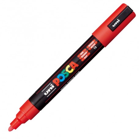 Marker UNI Posca PC-5M, varf rotund, 1.8-2.5mm, rosu