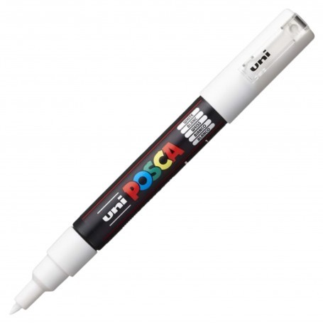 Marker UNI Posca PC-1M, varf rotund, 0.7mm, alb