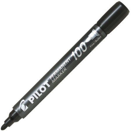 Marker permanent P100 Pilot, 1 - 4.5 mm varf rotund, negru