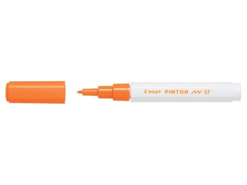 Marker cu vopsea Pilot Pintor EF 0.7 mm, varf rotund, portocaliu