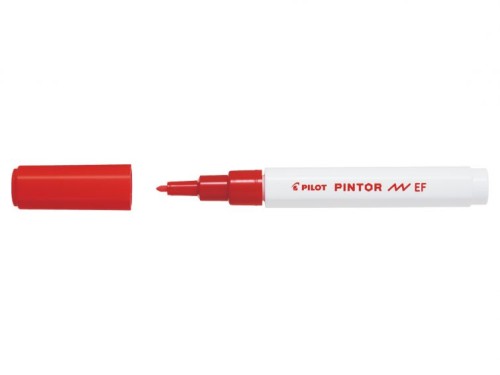 Marker cu vopsea Pilot Pintor EF 0.7 mm, varf rotund, rosu