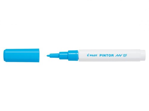 Marker cu vopsea Pilot Pintor EF 0.7 mm, varf rotund, albastru deschis