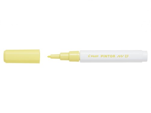 Marker cu vopsea Pilot Pintor Pastel EF 0.7 mm, varf rotund, galben pastel