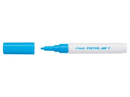 Marker cu vopsea Pilot Pintor F 1.0 mm, varf rotund, albastru deschis