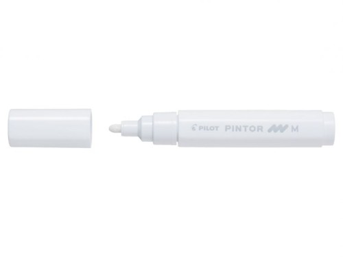 Marker cu vopsea Pilot Pintor M 1.4 mm varf rotund, alb