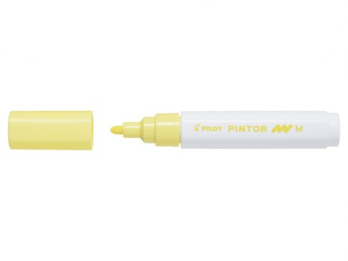 Marker cu vopsea Pilot Pintor Pastel M 1.4 mm, varf rotund, galben pastel