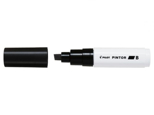 Marker cu vopsea Pilot Pintor B 8 mm, varf tesit, negru