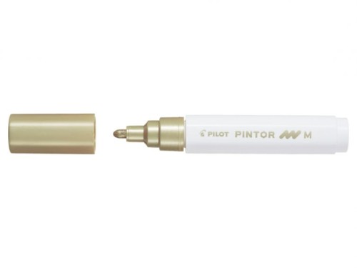 Marker cu vopsea Pilot Pintor M 1.4 mm, varf rotund, auriu