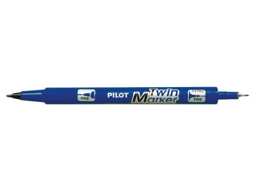 Marker permanent Pilot Twin pentru CD/DVD, 0.7 mm, varf rotund, albastru