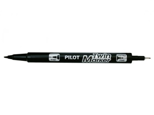 Marker permanent Pilot Twin pentru CD/DVD, 0.7 mm, varf rotund, negru