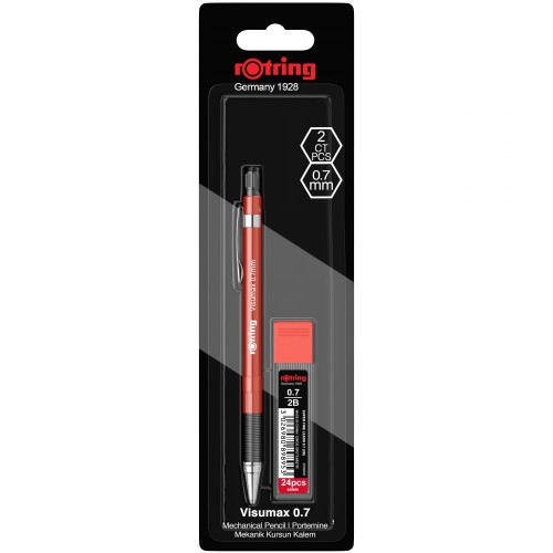 Creion Mecanic Rotring Visumax 0.7 mm, Rosu + Etui 24 Mine