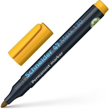 Marker Permanent Schneider Maxx 130, varf rotund, 1 - 3 mm, galben