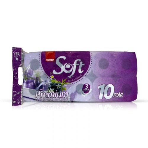 Hartie igienica Sano Soft Premium, 3 straturi, 10 role/set