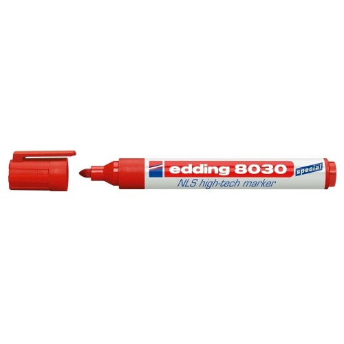 Marker permanent Edding 8030, varf rotund, 1.5-3 mm, rosu