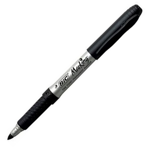 Marker permanent Bic Grip Fine, CD/DVD, varf 0.7mm, negru