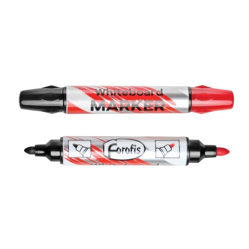 Marker pentru tabla Forofis, varf rotund 3 mm, 2 capete negru - rosu