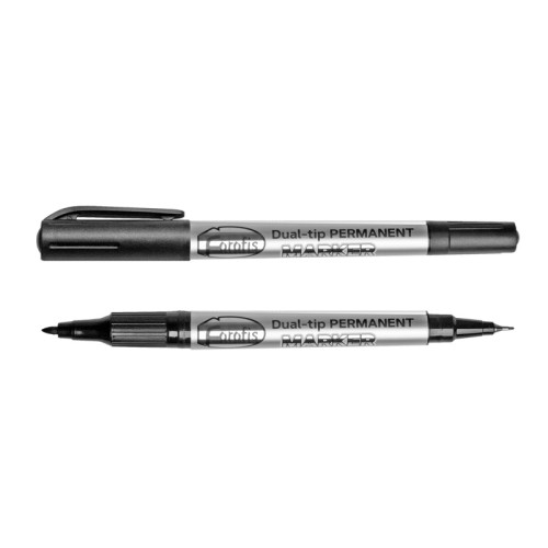 Marker permanent Forofis 2 varfuri, pentru CD/DVD, varf rotund 0.5 mm / 2.0 mm, negru