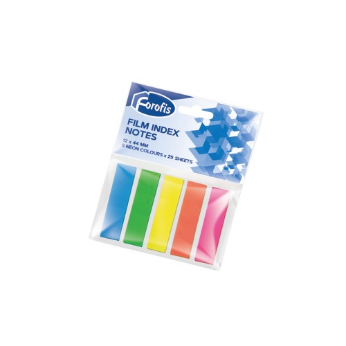 Index plastic Forofis 12 x 44 mm, 5 x 25 file/set, culori neon