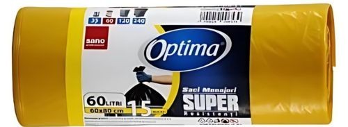 Saci menajeri super rezistenti Sano Optima, 60 l, galbeni