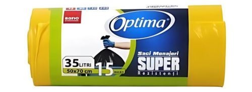 Saci menajeri super rezistenti Sano Optima, 35 l, galbeni