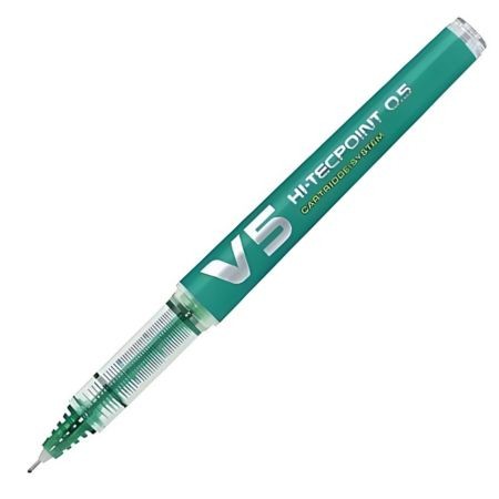 Roller reincarcabil Pilot V5 Hi-Tecpoint 0.5 mm, verde