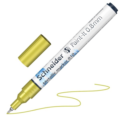 Marker cu vopsea Schneider Paint-It, scriere 0.8 mm, galben metalizat