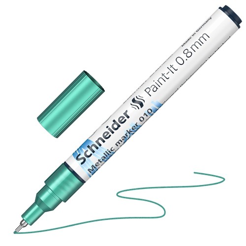 Marker cu vopsea Schneider Paint-It, scriere 0.8 mm, verde metalizat