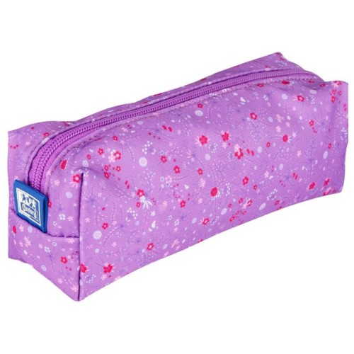 Penar Oxford Floral, tip etui dreptunghiular, mov cu floricele