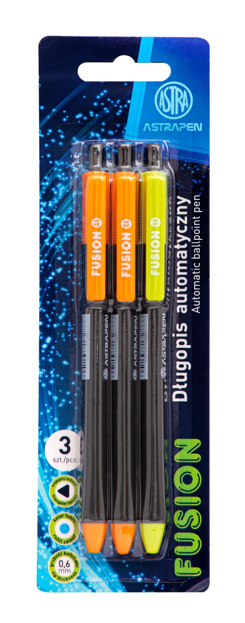 Pix cu mecanism Fusion Astra Pen, 3 bucati/blister 