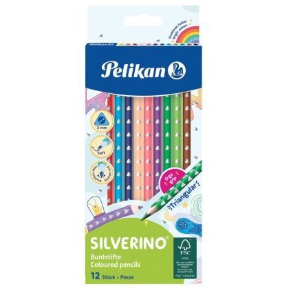 Creioane colorate Pelikan Silverino, 12 bucati/set