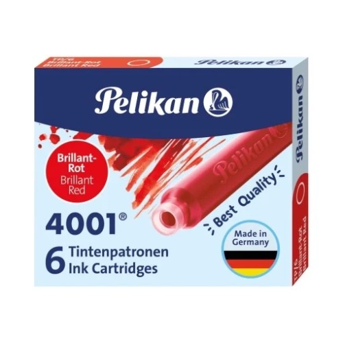 Patroane cerneala Pelikan 4001, standard, rosu, set 6