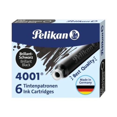 Patroane cerneala Pelikan 4001, standard, negru, set 6