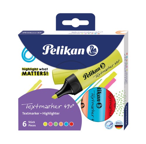 Textmarker Pelikan 490, set 6 culori