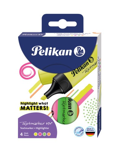 Textmarker Pelikan 490, set 4 culori