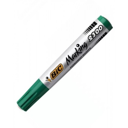 Marker permanent Bic 2300, varf tesit 3-5mm, verde