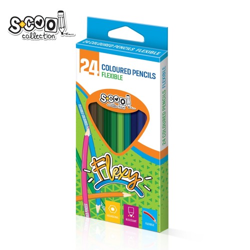 Creioane colorate S-Cool flexibile, 24 culori/set